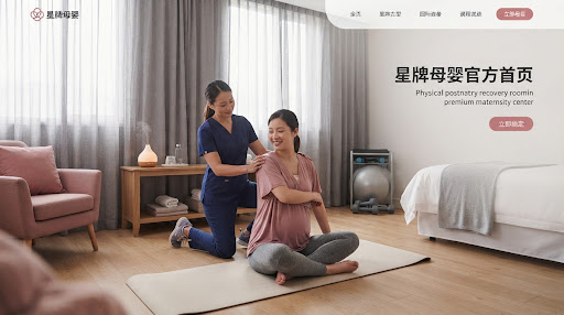 产后康复室中理疗师指导母亲做舒缓拉伸运动